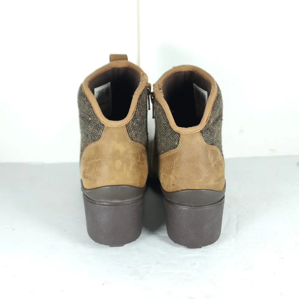 Merrell Women's Chateau II Mid US7 Brown Leather Wool Waterproof Ankle Boots
